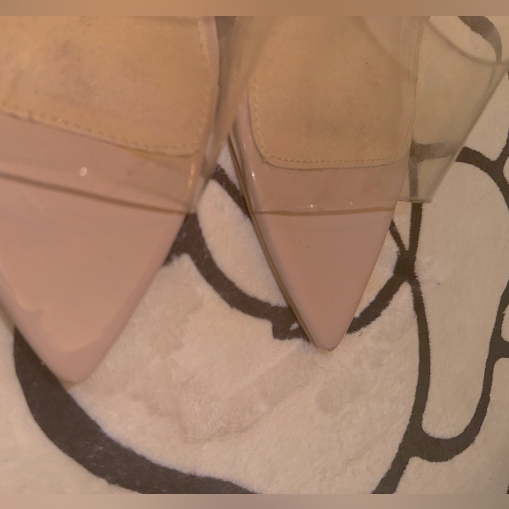 Olivia Jaymes Echo Women's Pointy Open Toe Clear Mules Heel Taupe Size 7 - Picture 11 of 13